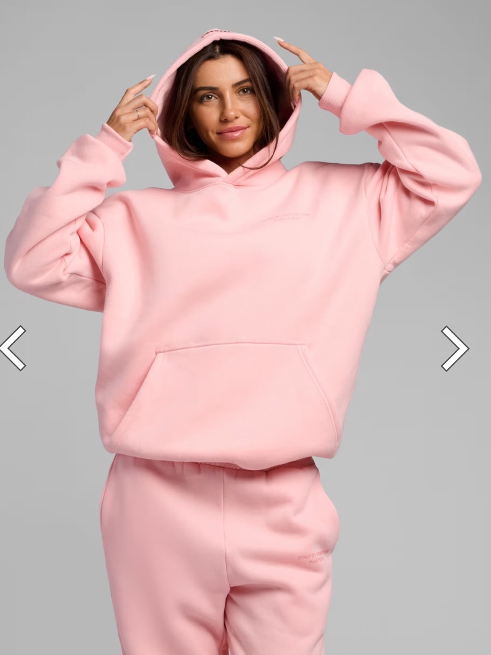 Comfrt - Pastel Hoodie with Kangaroo Pocket and Pant set - Bubblegum-Medium - Picture 2 of 10